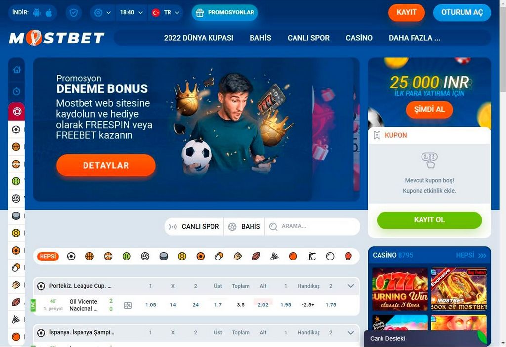 Apuestas deportivas y posibilidades en Mostbet